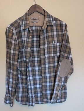Banana Republic Slim Fit Plaid Button-Down Shirt in Gray and Tan Small